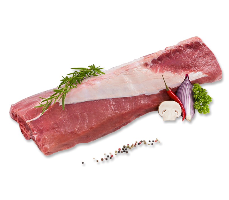 Frischer Wildschweinrücken mit Knochen