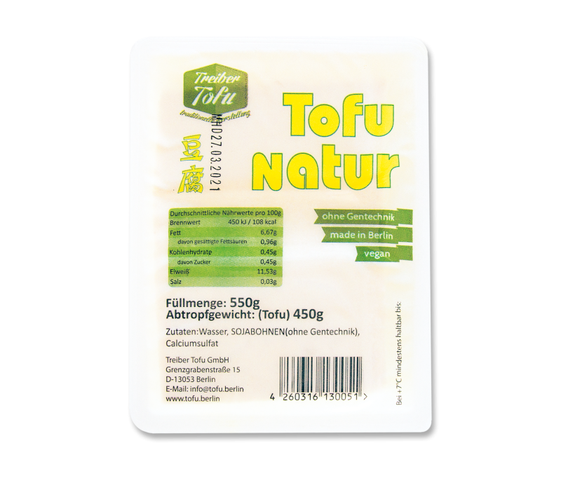 Tofu fest 450g in der Hartschale