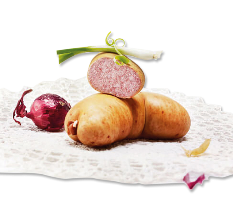 Bauernhof-Zwiebelmettwurst gekocht