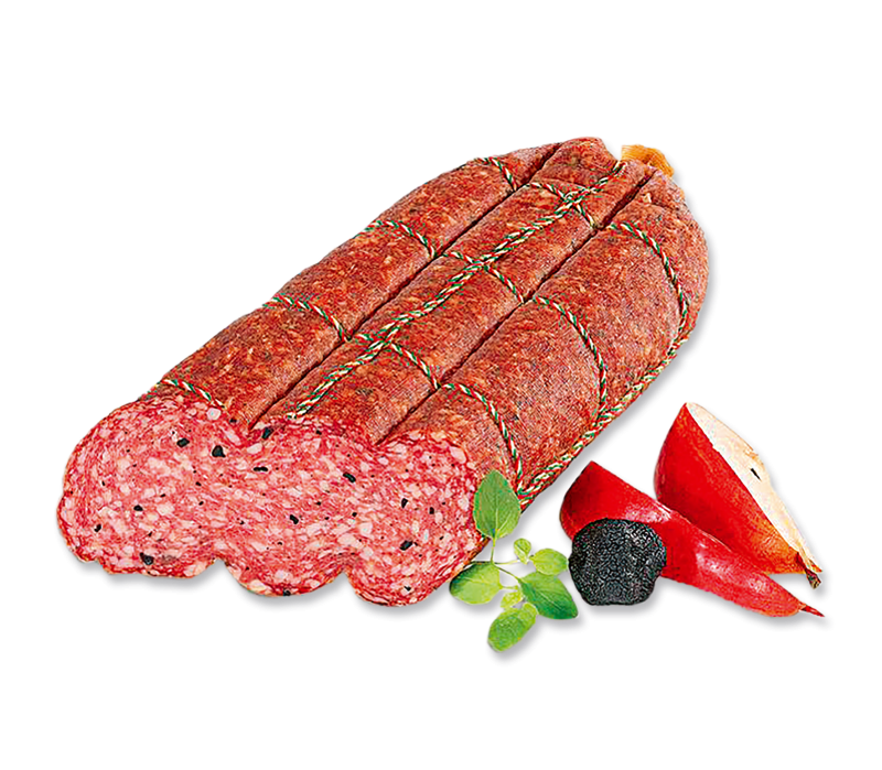 Trüffelsalami im geschnürten Darm