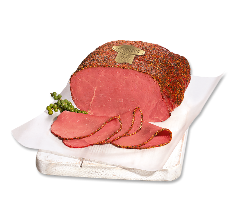 Rinder-Braten mit Steakpfeffer ummantelt