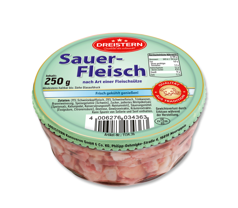"DreiStern"Sauerfleisch 250g-Dessertglas