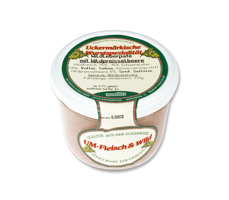 Wildleberpate m.Preiselbeeren 170g Glas