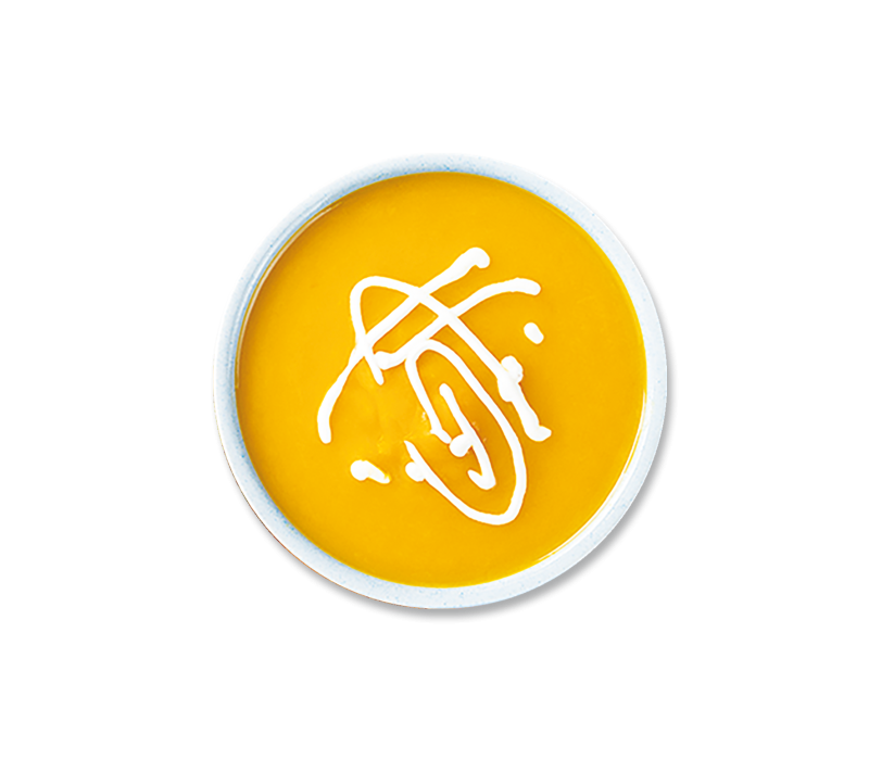 Vegane Kürbissuppe m.Pastinaken u.Mango